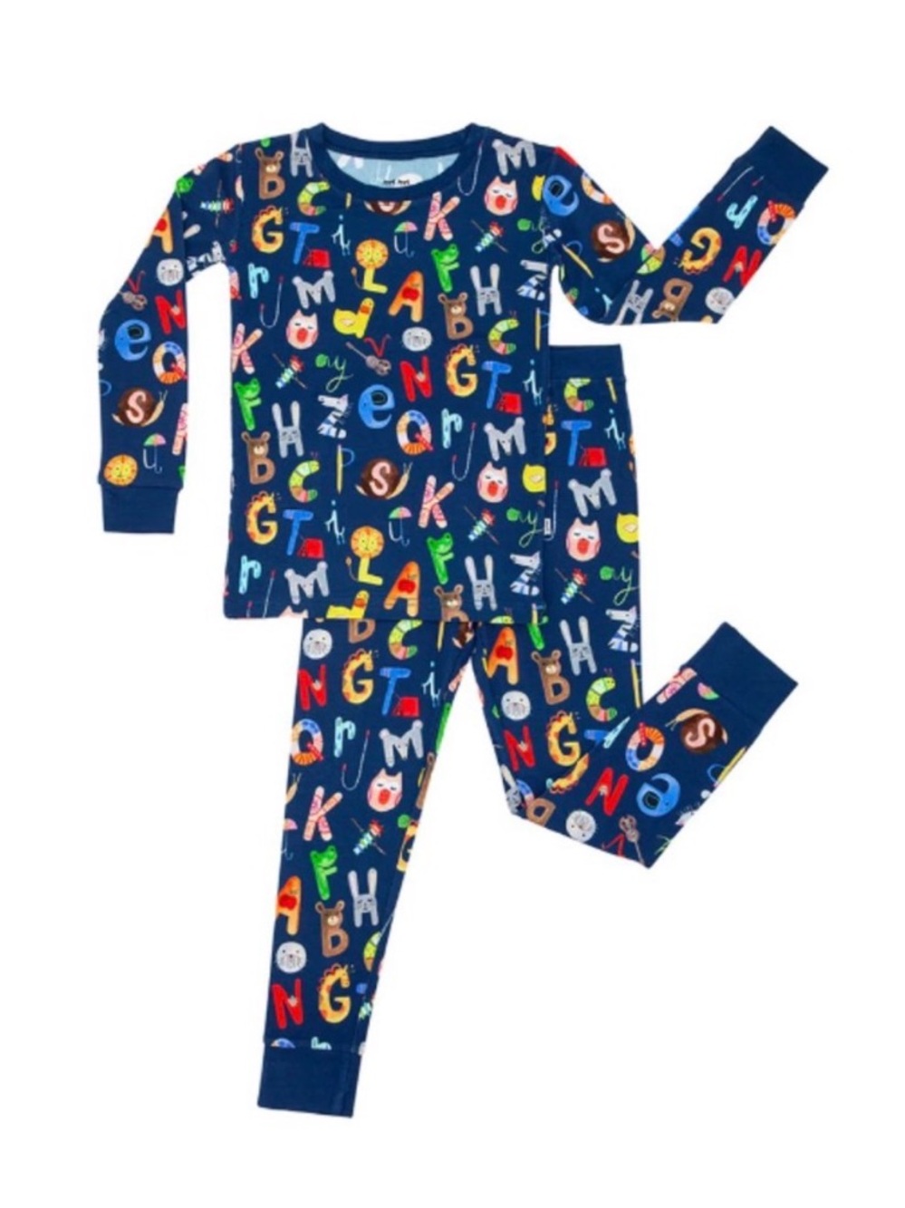 NWT LITTLE SLEEPIES Two-Piece Pajama Set Navy Alphabet Friends Size 4T